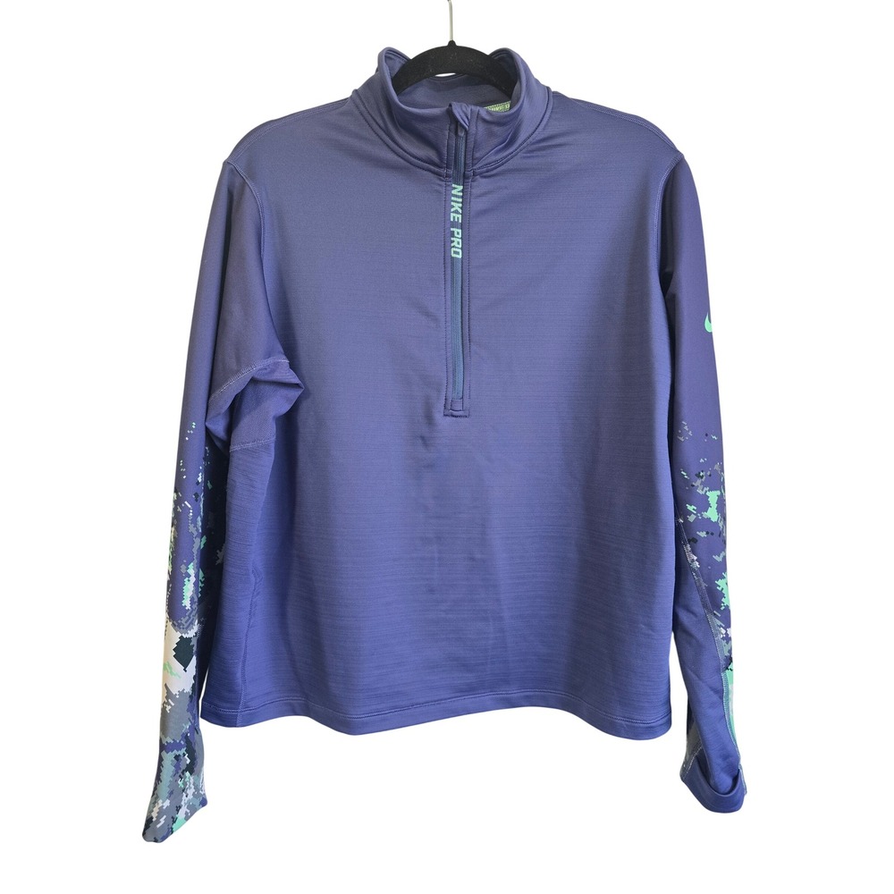 Nike Pro Hyperwarm Womens Purple Digital Camo Quarter Zip Training Top 2X